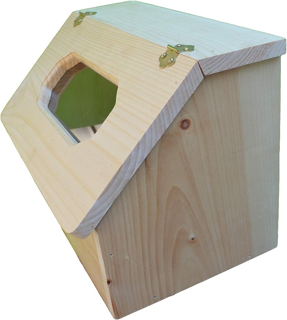 Solid Unfinished Pine Bread Box Has a Slanted Top Door with a Clear Plexiglass Cutout. The Top of the Bin Lifts up and Is the Perfect Place to Store Your Bread