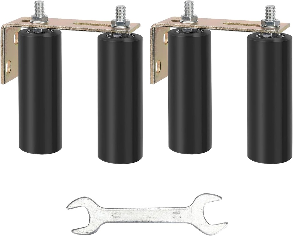 2 Pack 6" Gate Roller Guide with L-Bracket, Universal Adjustable Heavy Duty Sliding Gate Rollers,Sliding Gate Kit, Black Sliding Gate Guide Roller,Sliding Door Hardware