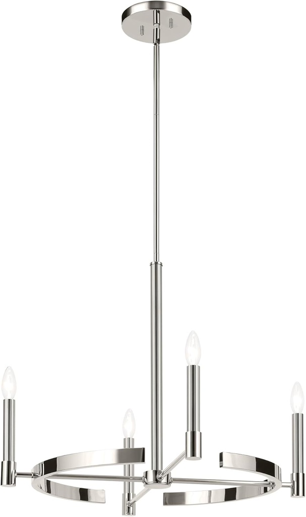 KICHLER Tolani 20.25" 4-Light Chandelier in Black, for Small Dining Room, Office, Bedroom, (20.25" x 26"), 52426PN