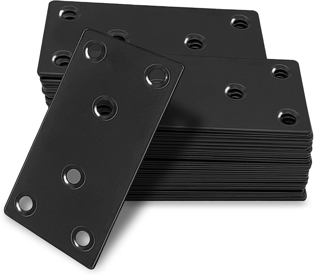 35-Pack Flat Mending Plates, 3-1/8” 304 Stainless Steel Straight Mending Joining Plates, Heavy Duty Metal Brackets for Brace, Wood Furniture Fence Bookcase- Black