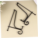 VOSAREA 2 Pcs Iron Display Stand for Plate and Dish Folding Crafts Holder for Home Office Shop Display Sturdy Black Tea Rack for Photos and Books