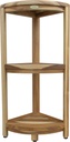EcoDecors SnazzyCorner Natural Teak Corner Shower 3 Tier Shelf – Bathroom Organizer | Natural Wood Colors | Waterproof Teak Shower Caddy | Bathroom Storage & Organization | 33 Inches Tall