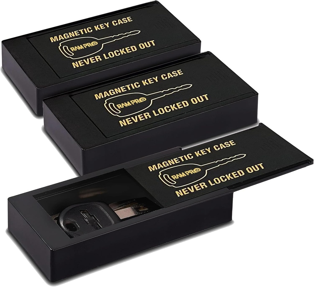 Hide A Key Magnetic Key Holder Under Car - Hide A Key for Your Car So You Never Lock Out - Plastic Magnet Key Hider to Store a Spare for Your Home, Storage, Office, or Vehicle - 3 pack - by RamPro