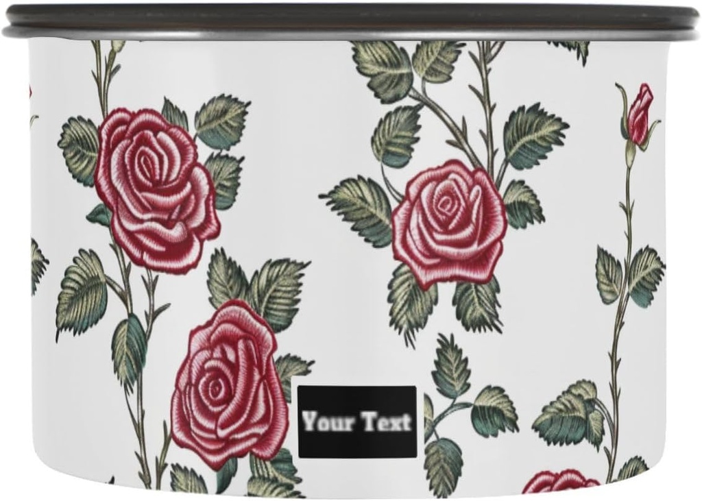 ALAZA Retro Rose Flowers Airtight Coffee Bean Canister Customed 17oz Food Storage Containers with Lids For Gournd, Tea, Sugar, Flour, Rice, Cereal, Candy Cookie Jar