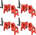 3/4" Wood Gluing Pipe Clamp Set with Unique Foot Design Red Heavy Duty Bar Clamps Cast Iron Quick Release Pipe Clamp Tools for Woodworking (4pc, 3/4" with foot)