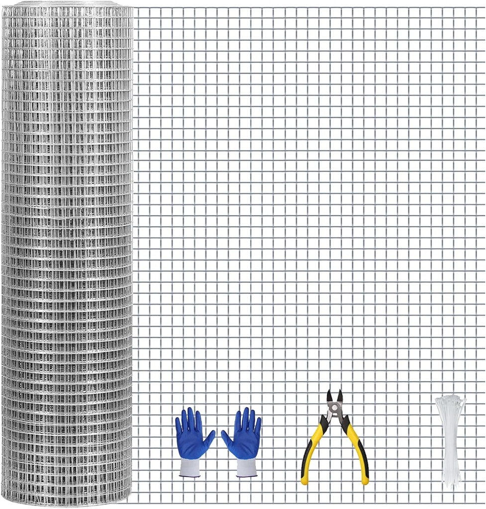 Hardware Cloth, 1/2 inch 16inx30ft 21GA Hot-dip Galvanized Wire Mesh, Wire Fence, Chicken Wire Mesh,Poultry Farming, Garden Fence,Wire Mesh, Tree Protection, Gopher Wire, Rabbit Wire.