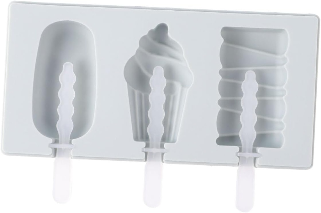 PRETYZOOM Diy Silicone Popsicle Maker for Reusable Ice Cream Mold with Long Handles Food-grade Material Easy to Clean Store Fun Summer Treats Blue Cone