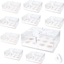 10 Pack Clear Cupcake Boxes, 12 Counts Cupcake Containers with Gift Ribbon, Plastic Cupcake Carrier Holder for Treat Dessert Cookies Muffins Pastry Baby Shower Party