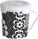 French Bull 23 oz Soup Mug With Handle and Vented Lid Food Storage-Cool Grip Leak Proof Dishwasher and Microwave Safe Lunch Travel Airtight (Mosaic B&W)
