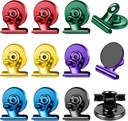 FINDMAG 12 Pack Magnetic Clips for Picture Hanging and Photo Display, Strong Scratch-Free Heavy Duty Magnets for Refrigerator, Whiteboard, Office, Kitchen, Party Use, School
