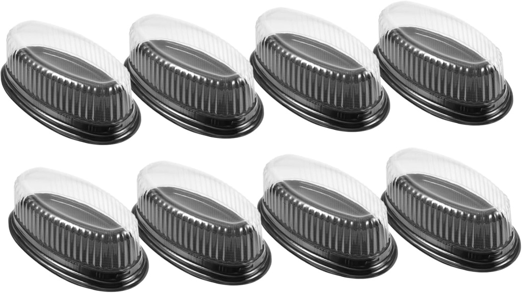10pcs Disposable Transparent Plastic Cake Packing Boxes Oval Dessert Trays for Party Gifts Wedding Shower Food Safe Containers