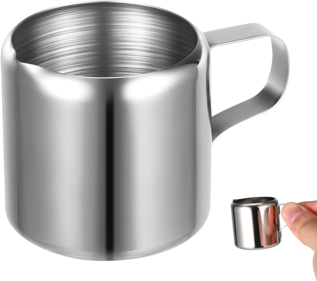 Milk Cup 2 Pack Metal Frothing Pitcher Stainless Steel Cup for Coffee Latte Tea