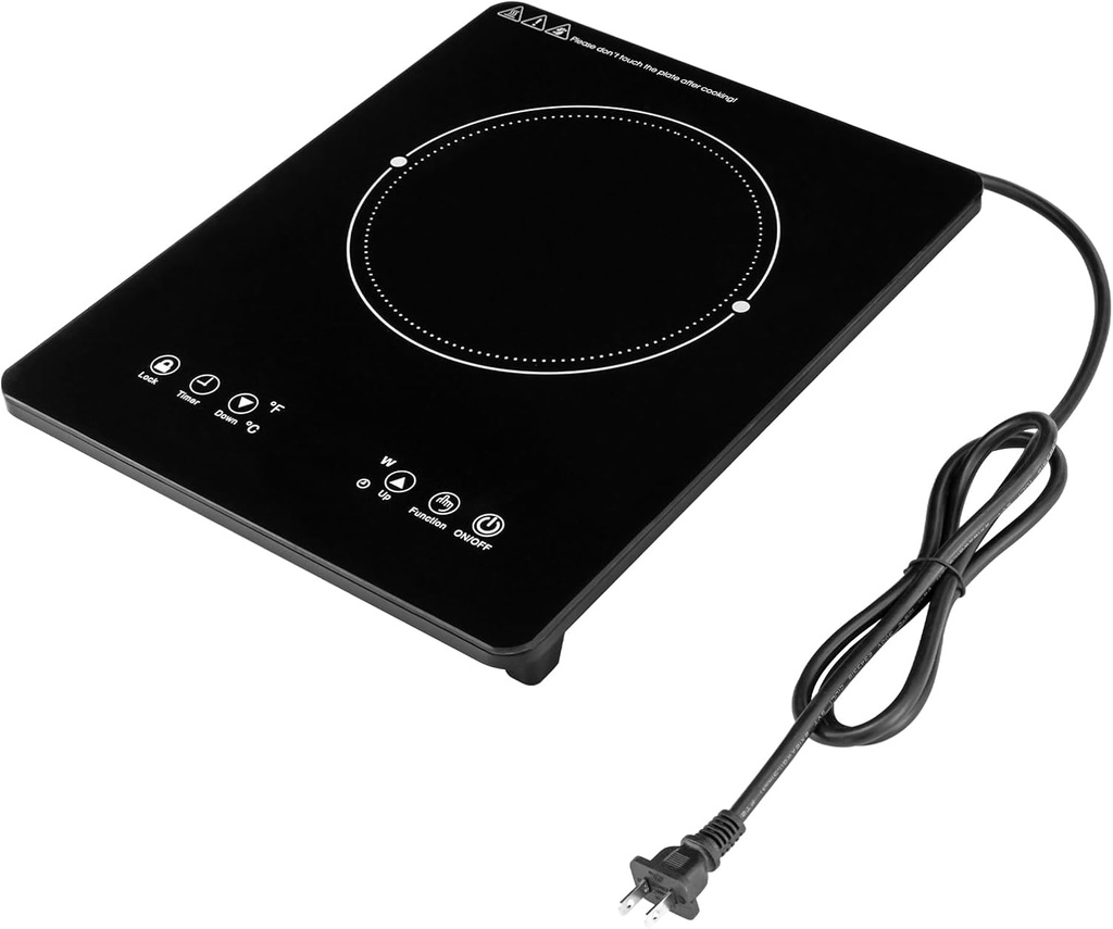 Portable Induction Cooktop Low Noise Hot Plate With Sensor Touch Single Electric Cooktops Countertop Stove With 9 Temperature Power Levels 3 hour Timer Safety Lock Induction Cooktop 1800W