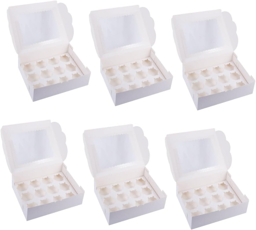 Garneck 6Pcs Cupcake Boxes Cake Containers with Window Storage Boxes for Easy Carrying Display for Muffins Pastries Cup Design