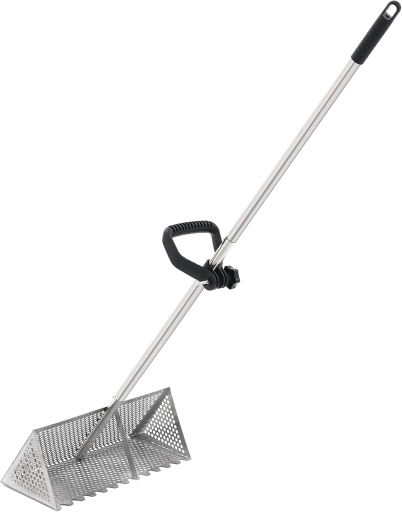 Houseables Sand Flea Rake, Sand Sifter, Shark Tooth Sifter, Beach Rake, Beach Clean Up Tools, Flea Scoop, Clam Catcher, Sea Shell Scooper, Shark Teeth Shovel, Gadget, Comb, Stainless Steel, 53 Inch