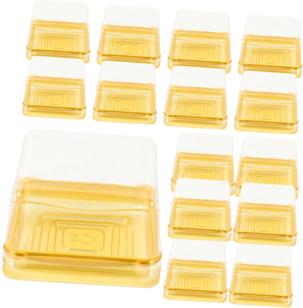 Unomor 50Pcs Transparent Compact Dome Cake Containers with Sealed Covers Square Bottom Baking Boxes for Moon Cake Packing and Desserts Easy Assembly Protective Food Storage Packaging