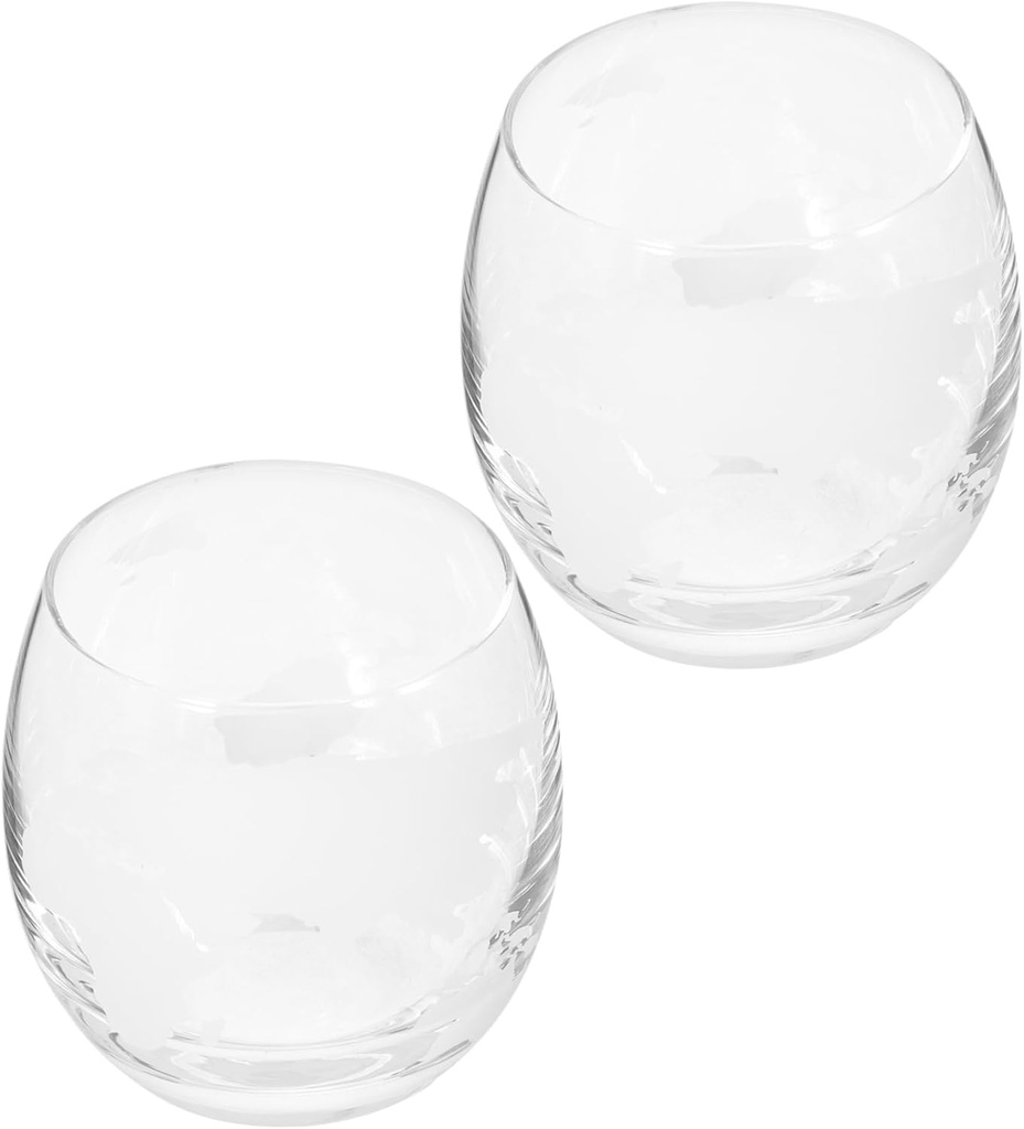 2Pcs Transparent Glass Cups with Map Printing Elegant Beverage Drinking Glasses for Home Bars Parties Weddings for Cocktails Beer Whisky and More