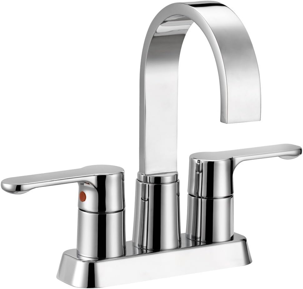 Designers Impressions® 685564 Polished Chrome Two Handle Lavatory Bathroom Vanity Faucet - Contemporary Bathroom Sink Faucet with Matching Pop-Up Drain Trim Assembly