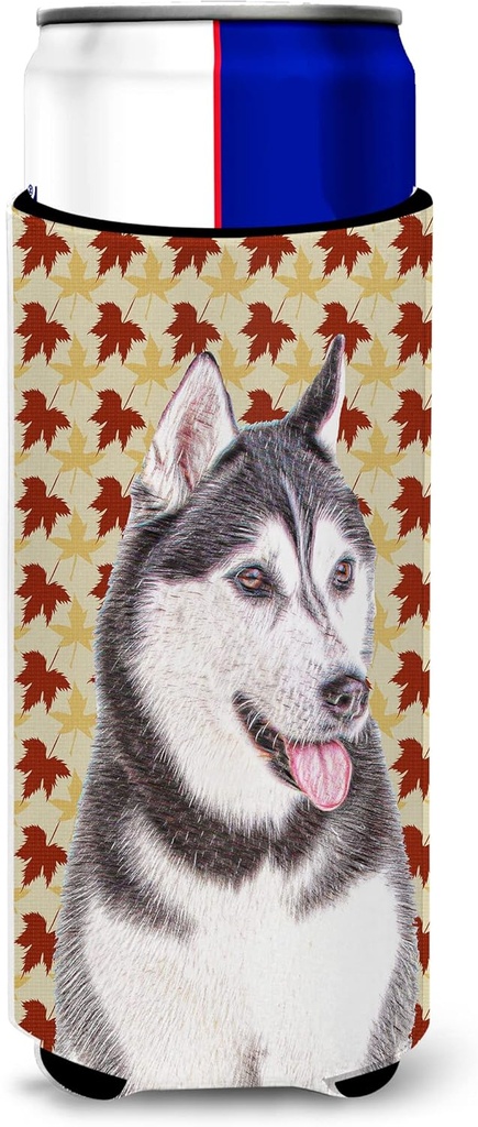 Fall Leaves Alaskan Malamute Ultra Beverage Insulators for slim cans