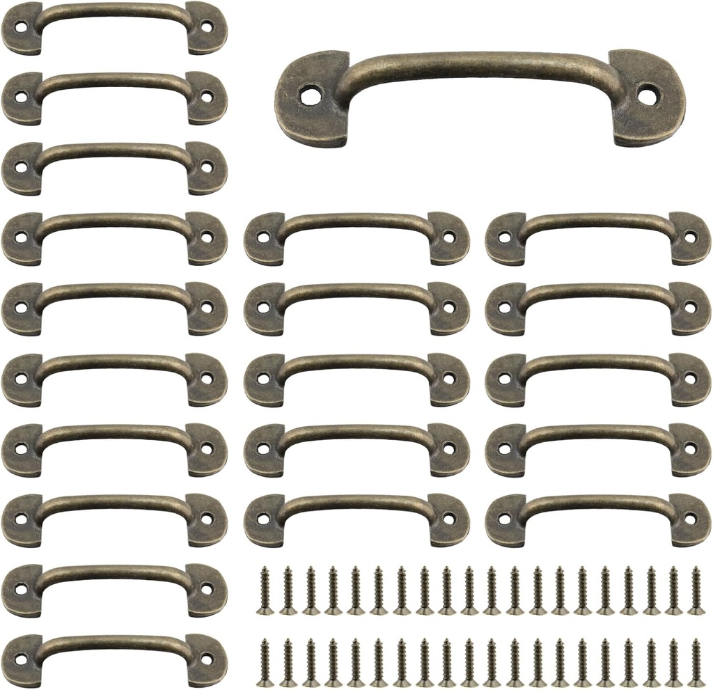 T Tulead 20PCS Mini Decorative Handles Vintage Door Pull Bronze Knobs Dresser Drawer Pulls Handles for Jewelry Box 1.9-Inch Hole to Hole, with Mounting Screws