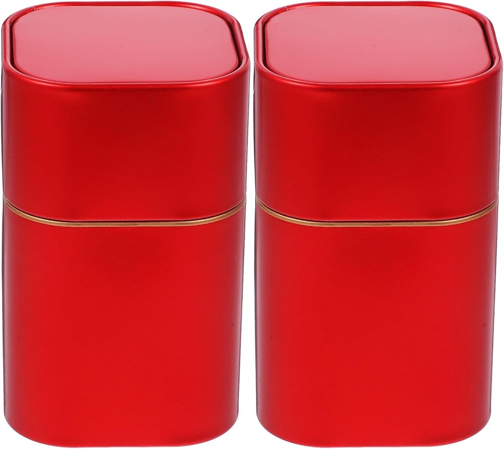 Kichvoe Airtight Tea Canister Set 2Pcs - Tinplate Storage Containers for Loose Leaf Tea Coffee Beans Sugar Candy and Spices 4.13 X 2.51 X 2.51 Inches