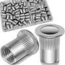 1/4''-20 UNC Rivet Nut, 88Pcs 304 Stainless Steel Flat Head Rivnut Threaded Insert Nutsert