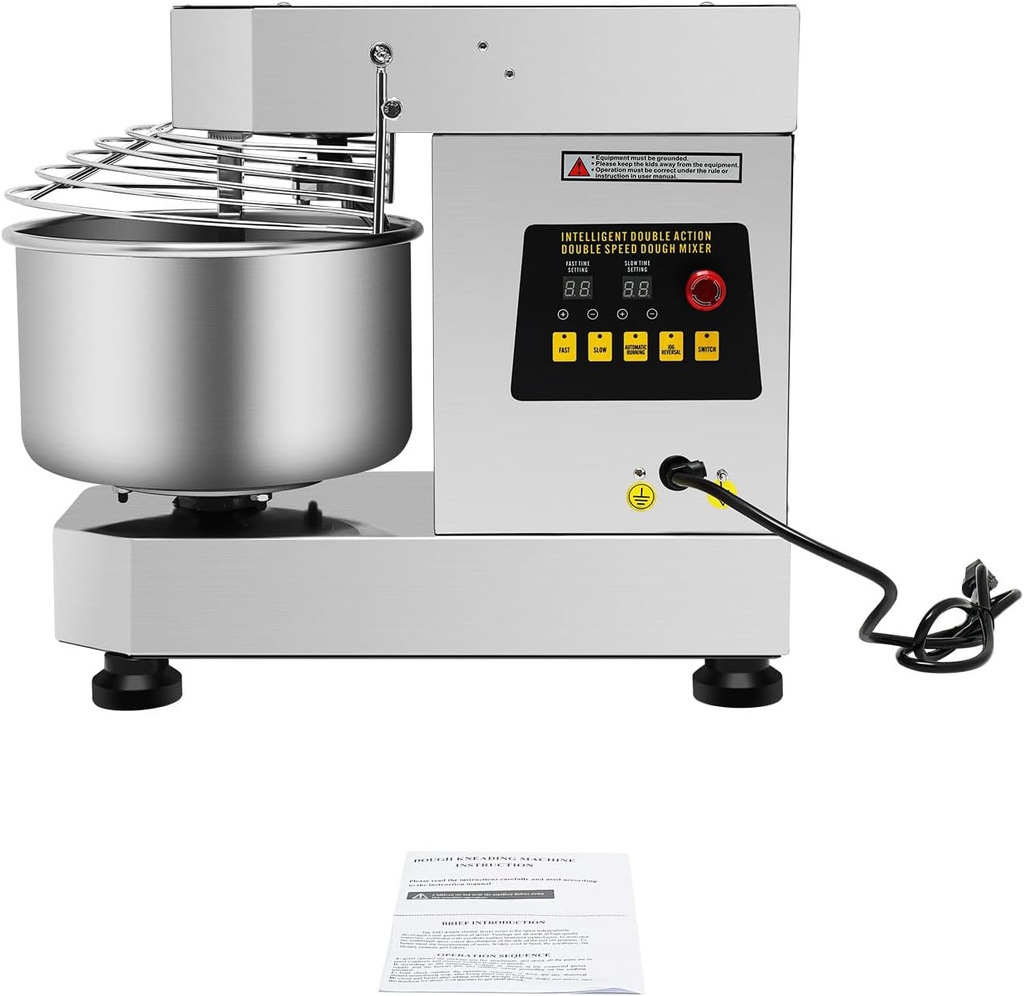Commercial Food Mixer, Commercial Mixer 750W Powerful Stainless Steel Dough Kneading Machine with 2.6 Gallon Capacity, Perfect for Bakery, Cookies, Pizzeria