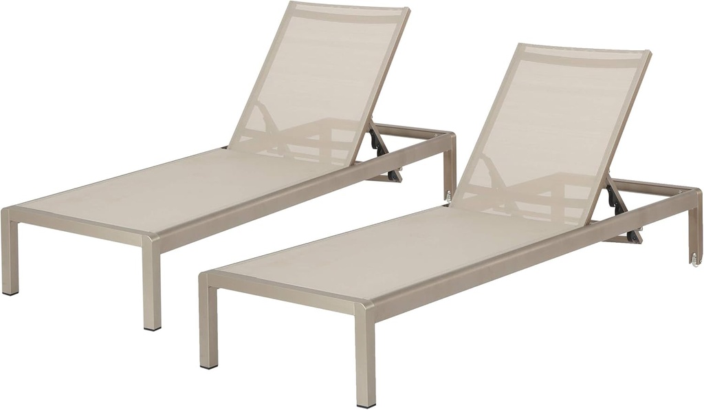 Christopher Knight Home Outdoor Aluminum Chaise Lounge, Set of 2, Grey