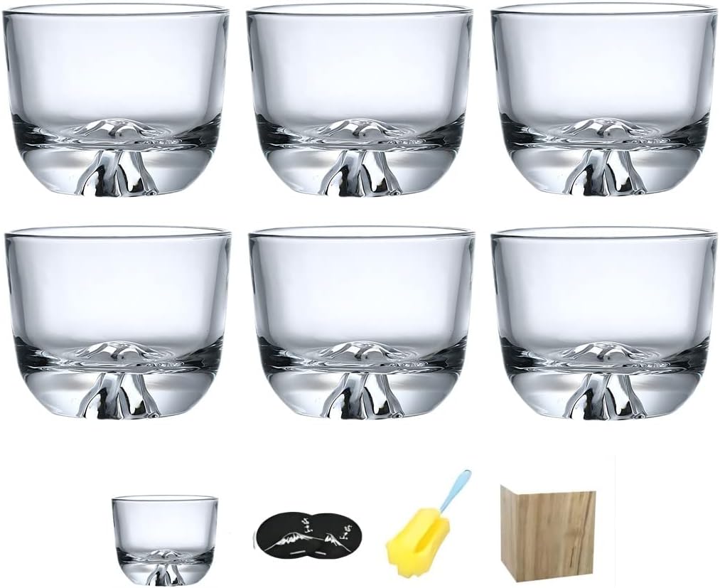 Kanayama Gui Cup, Set of 6, Handmade Blown Glass, Japanese Sake Glass, Cold Sake Glass, 3.4 fl oz (100 ml), Sake Cup, Luxury Product, Crystal Glass, Gift, Paulownia Box Included (Transparent)