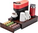 Flagship Vertuo Pod holder for Nespresso Pod Drawer Coffee Pod Organizer Modern Style & Coffee Machine Stand Wood Frame(40 Pods Capacity)