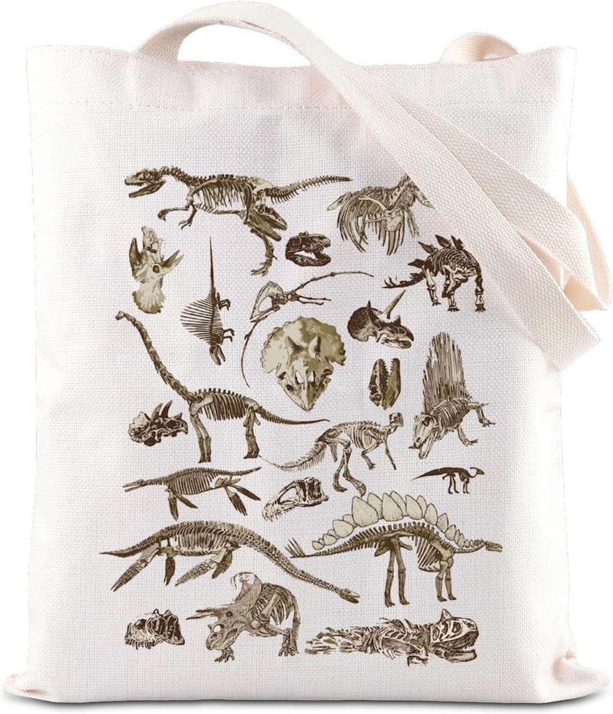 Dinosaur Skeleton Tote Bag - Dino Lover Handbag Gift - Fossil & Paleontology Design
