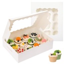 TOMNK 20pcs Cupcake Boxes, Cupcake Boxes 12 Count, 13x10x3.5 Inch White Containers Bakery Holders with Windows and Inserts to Fit Muffins, Cookies