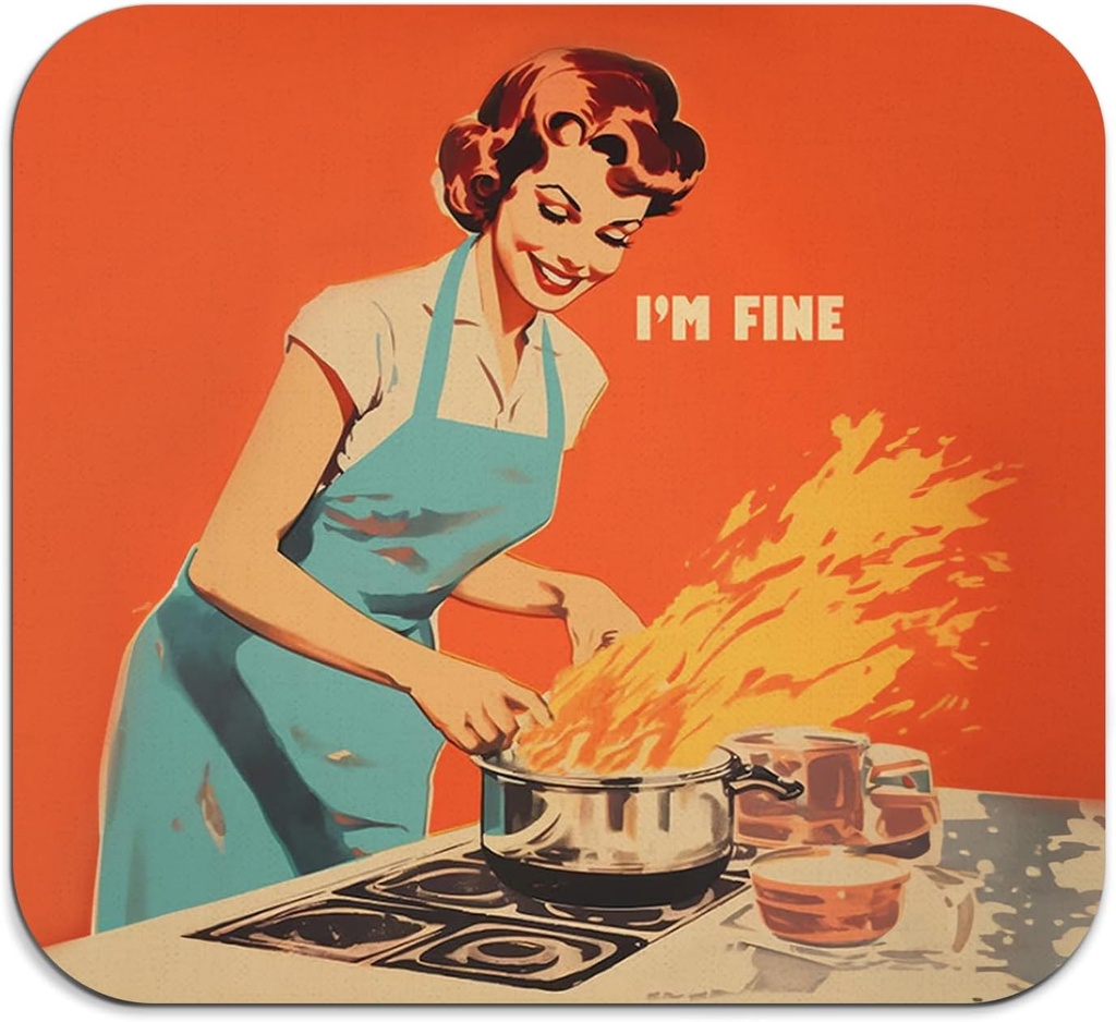 Retro Dish Drying Mat - Funny 50s Housewife Absorbent Dish Drying Mat for Kitchen Counter, Coffee Bar Mat, Coffee Maker Mat for Countertops, Dish Rack Drainer Mat, 16x17.5 Inch, 070-JL-GZD-01