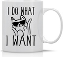 CBTwear I Do What I Want - 11oz Ceramic Coffee Mug - Cat Lover Gifts For Women - Funny Crazy Grumpy Cat Mom Or Dad - Inspirational & Sarcastic Mug Gifts For Bosses, Employees, Family And Friends