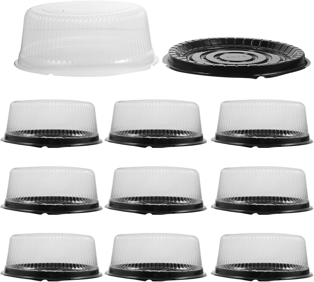 GLEAVI 10pcs Round Cake Carriers Boxes Clear Lids Round Cake Boxes Reusable Plastic Container