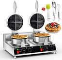 PYY Commercial Waffle Maker - Double Waffle Maker Large Stainless Steel Waffle Maker, Non-stick Electric Chaffle Maker for Restaurant Party Food Stall, 2500W