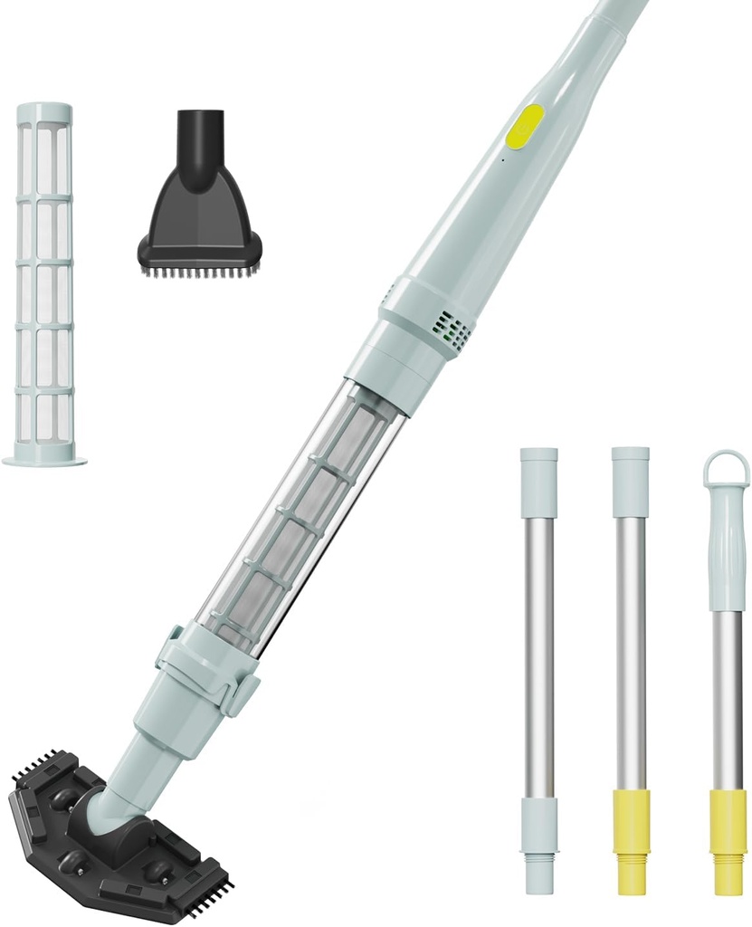 Lydsto S1 Lite Cordless Spa Hot Tub Vacuum Cleaner – 90-Min Runtime, Powerful 20W Brushless Motor, Includes 3 Aluminum Poles, Lightweight Handheld Pool Vacuum to Clean Small Debris Types, Silver