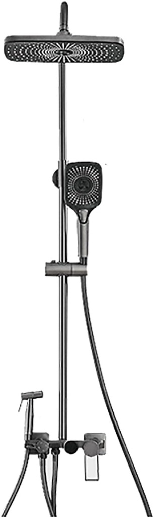 Shower System With Shower Head, Gray Led Digital Display Shower Combo Set Wall Mount Shower Faucet Set Single Handle Rain Mixer Shower Combo Set With Handheld Shower, Bid