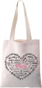 JYTAPP Para Love Heart Canvas Tote Bag Paraprofessional Teacher Appreciation Bag Paraeducator Gift