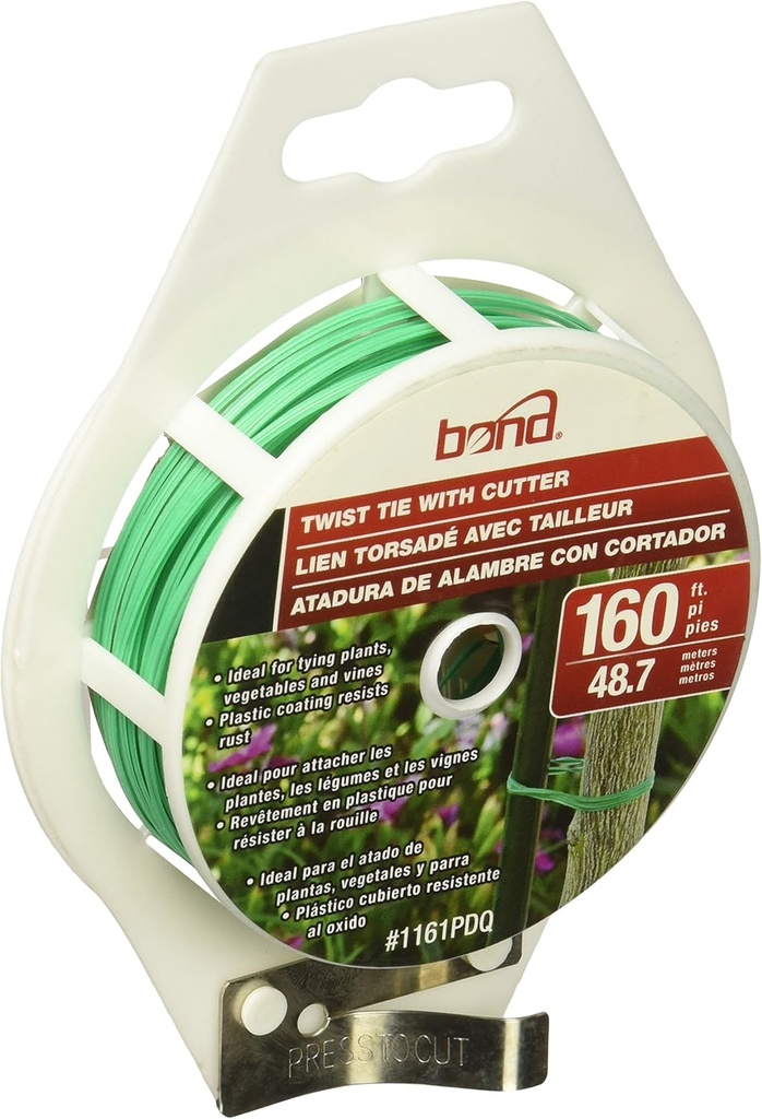 Bond 1161 160-Foot Gardening Twist Tie Spool With Cutter Green