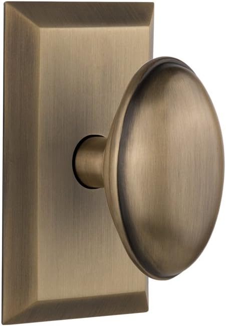 Nostalgic Warehouse Studio Plate with Homestead Knob, Single Dummy, Antique Brass