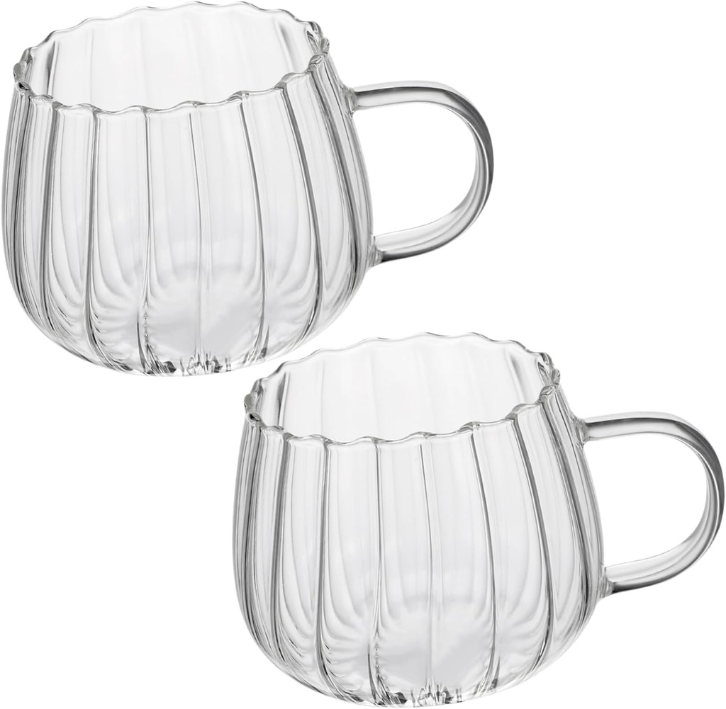 Cups Set for Breakfast 350ml Glass Mugs with Pumpkins Shape for Couples