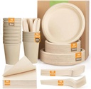 Inanna 350 Pcs Disposable Dinnerware Set Eco-Friendly Compostable Plates 100 Biodegradable Plates Set