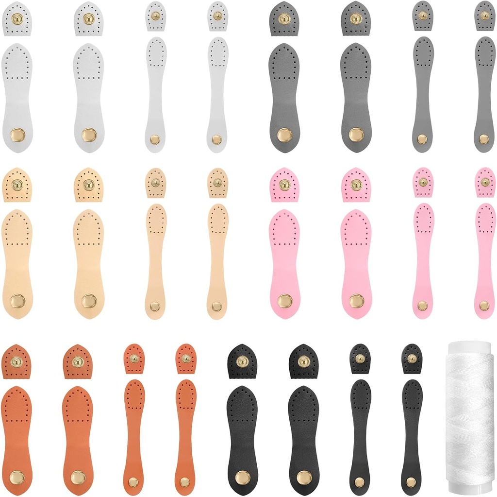 24 Sets Leather Snap Buckles Button Closures, Sew On Leather Purse Closure Snap Buttons Fasteners for Wallet Bag Tote Jacket Notebook Purse Making DIY Craft