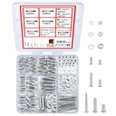 380 Pcs Screws Bolts and Nuts Assortment Kit, Metric Machine Screws and Nuts and Flat Washers, M3/M4/M5 Slotted Pan Head Hex Bolts Sets (E)