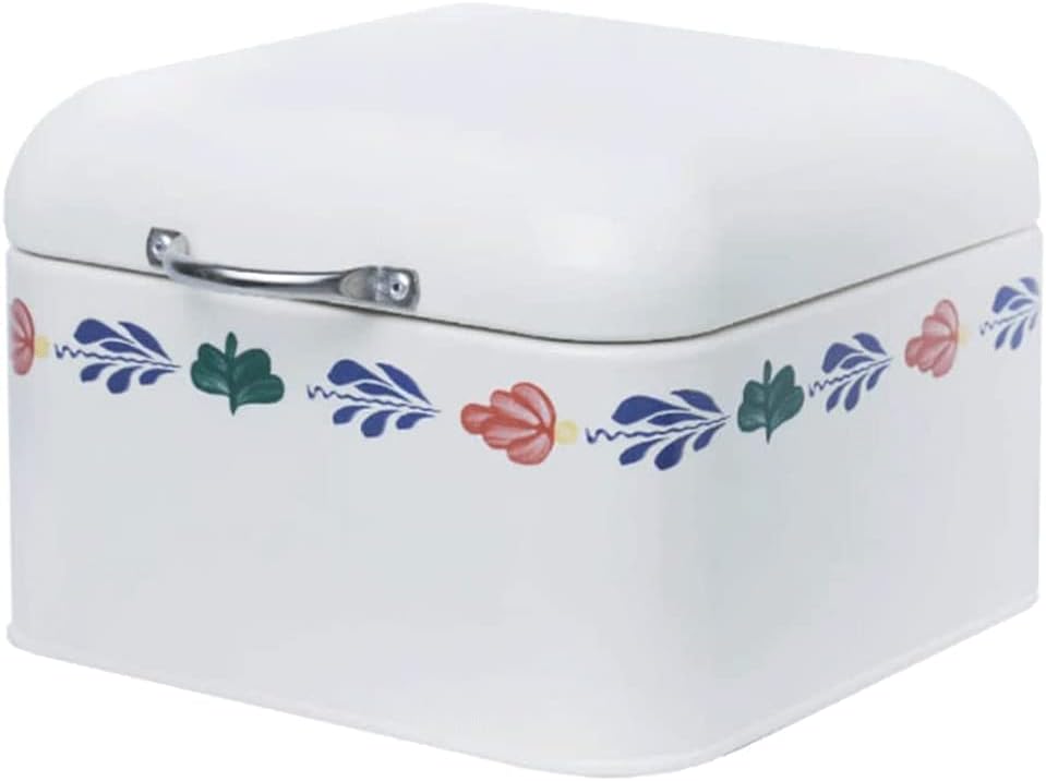 LIOONS Stylish Bread Box With Cover Farmhouse Bread Holder Metal Bread Storage Bread Bin For Kitchen Fruit Snack Countertop