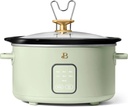 Beautiful 4Qt Slow Cooker with Touch-Activated Display, 4 Cooking Presets, Dishwasher-Safe Pot, Tempered Glass Lid, Cool-Touch Handles, Non-Skid Feet, Sage Green Finish, Perfect for Family Meals