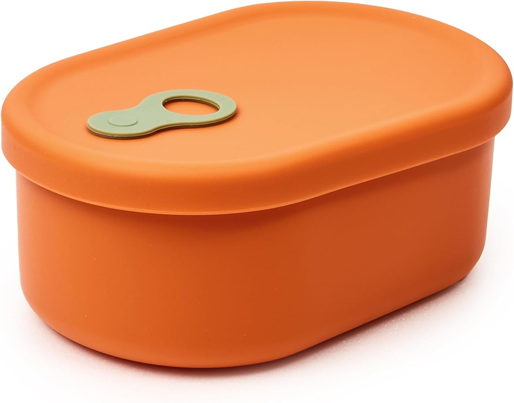 Premium Korean-Made Silicone Airtight Food Container with Steam Vent – BPA Free, Leakproof, Microwave & Freezer Safe Meal Prep. & Leftovers Storage (Mandarin Orange, 650ML)