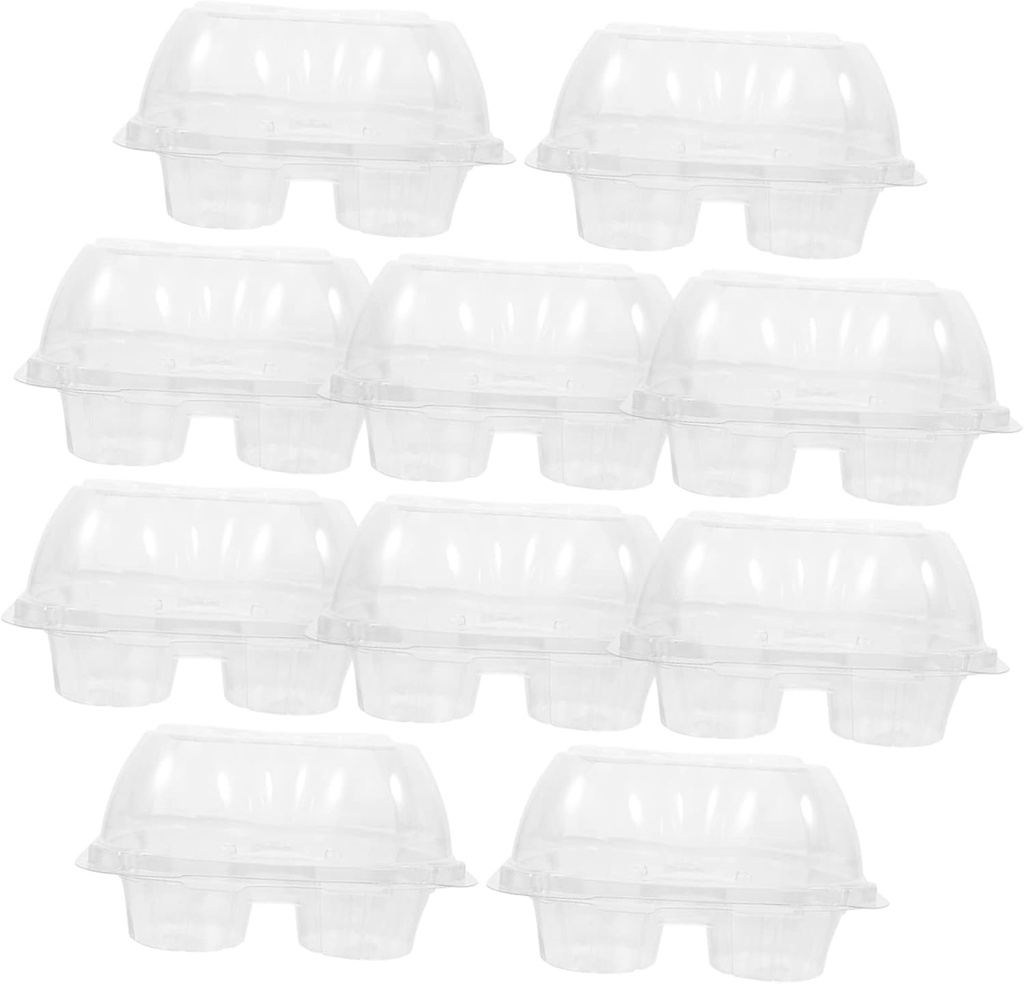 VALICLUD 10pcs Cake Mousse Storage Boxes 4-Cup Cupcake Containers Plastic Dessert Packaging for Muffins Pastries and Party Favors