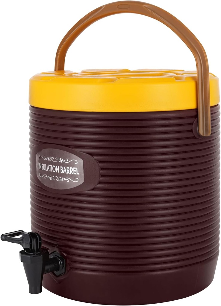 Insulated Beverage Dispenser - 2.9 Gal Stainless Steel Hot and Cold Drink Dispenser with Spigot & Handle, Commercial Thermal Container for Water Coffee Drink Catering Restaurant (Brown)